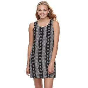 Pink Republic Black Printed Sleeveless Shift Dress
